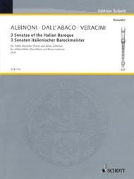 3 Sonatas of the Italian Baroque for Treble Recorder (Flute) and Basso Continuo - Song Book