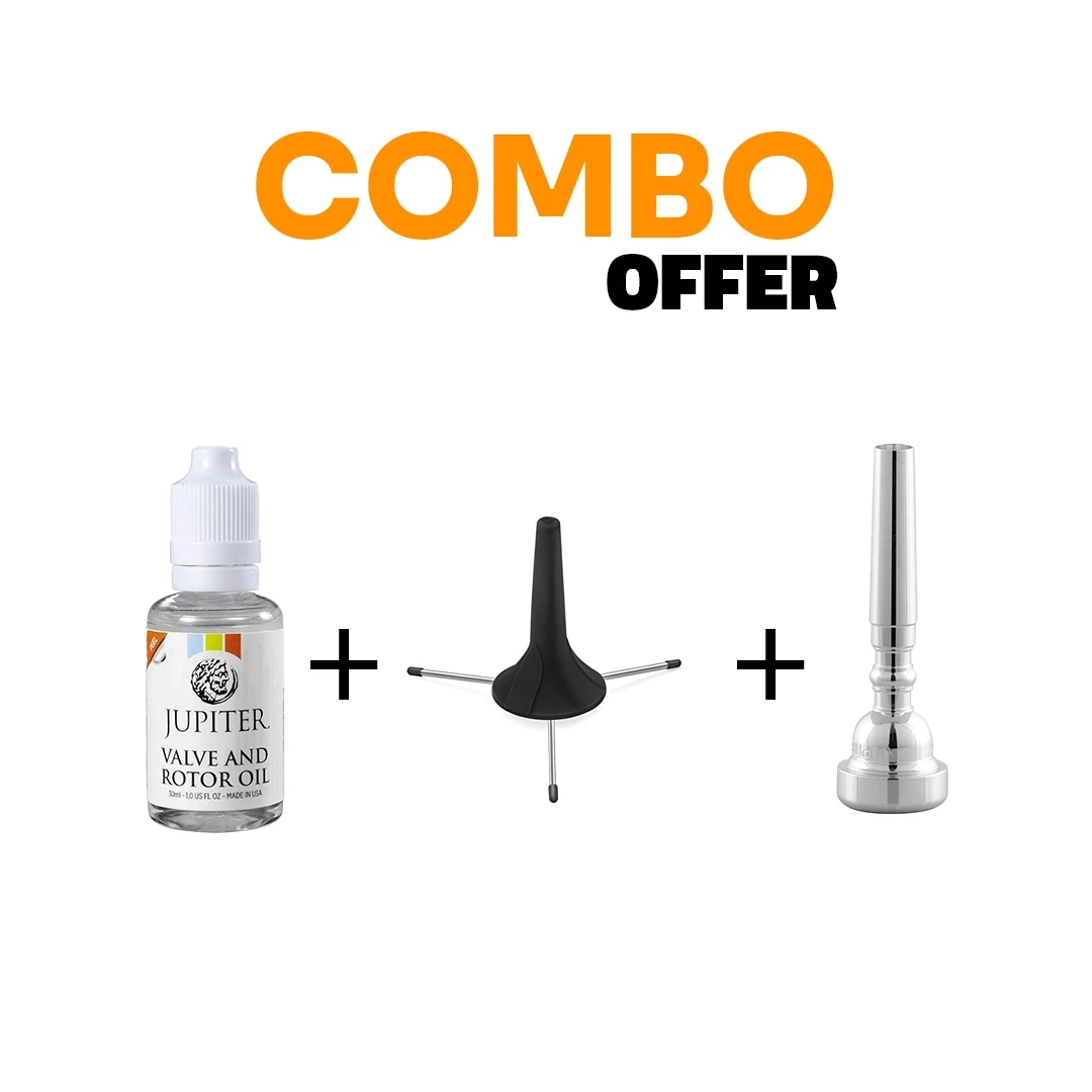Trumpet Essentials Combo – Jupiter JBM-TR7C Mouthpiece + Score TPS01 Stand + Jupiter JCM-V02 Valve Oil