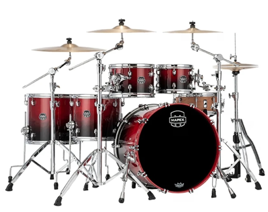 Mapex SR529XRQ Saturn 4-Piece Hybrid Drum Set Shell Pack (No Snare) - Scarlet Fade