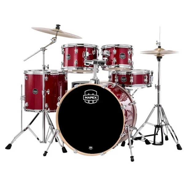 Mapex VE5045FTVM Venus 5-Piece Jazz Drum Set with Hardware & Throne - Crimson Red Sparkle