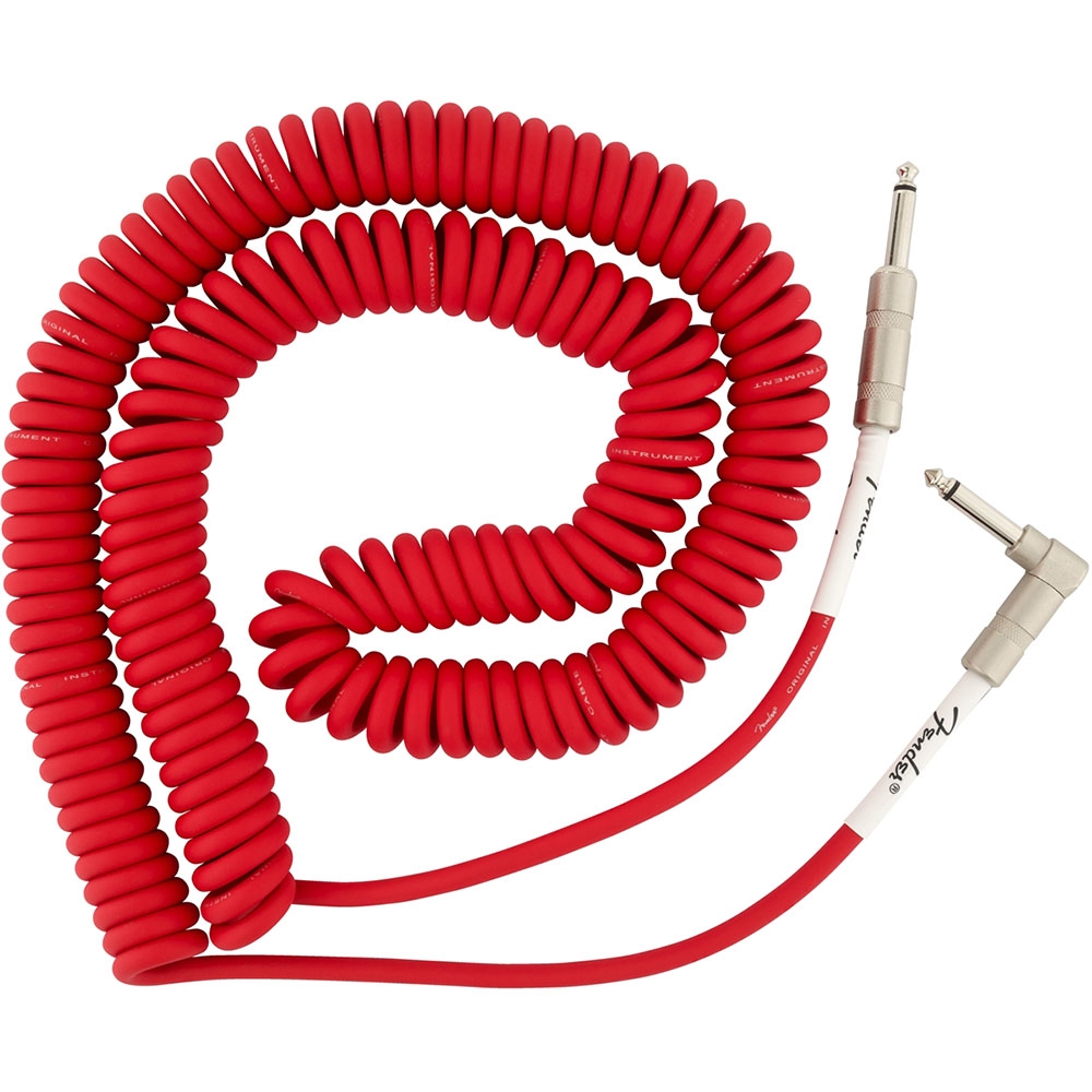 Fender 0990823005 Instrument Cable Original Series Coiled Straight-Angle 30Ft Fiesta Red