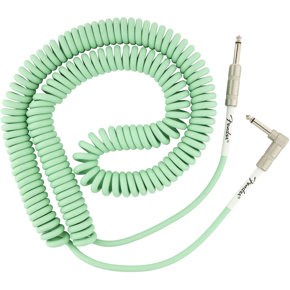 Fender 0990823007 Instrument Cable Original Series Coiled Straight-Angle 30Ft Surf Green
