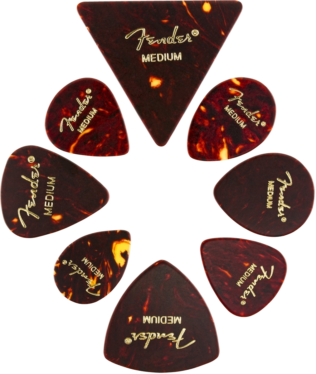 Fender 0980200300 Guitar Picks Celluloid Medley Medium Pack 8