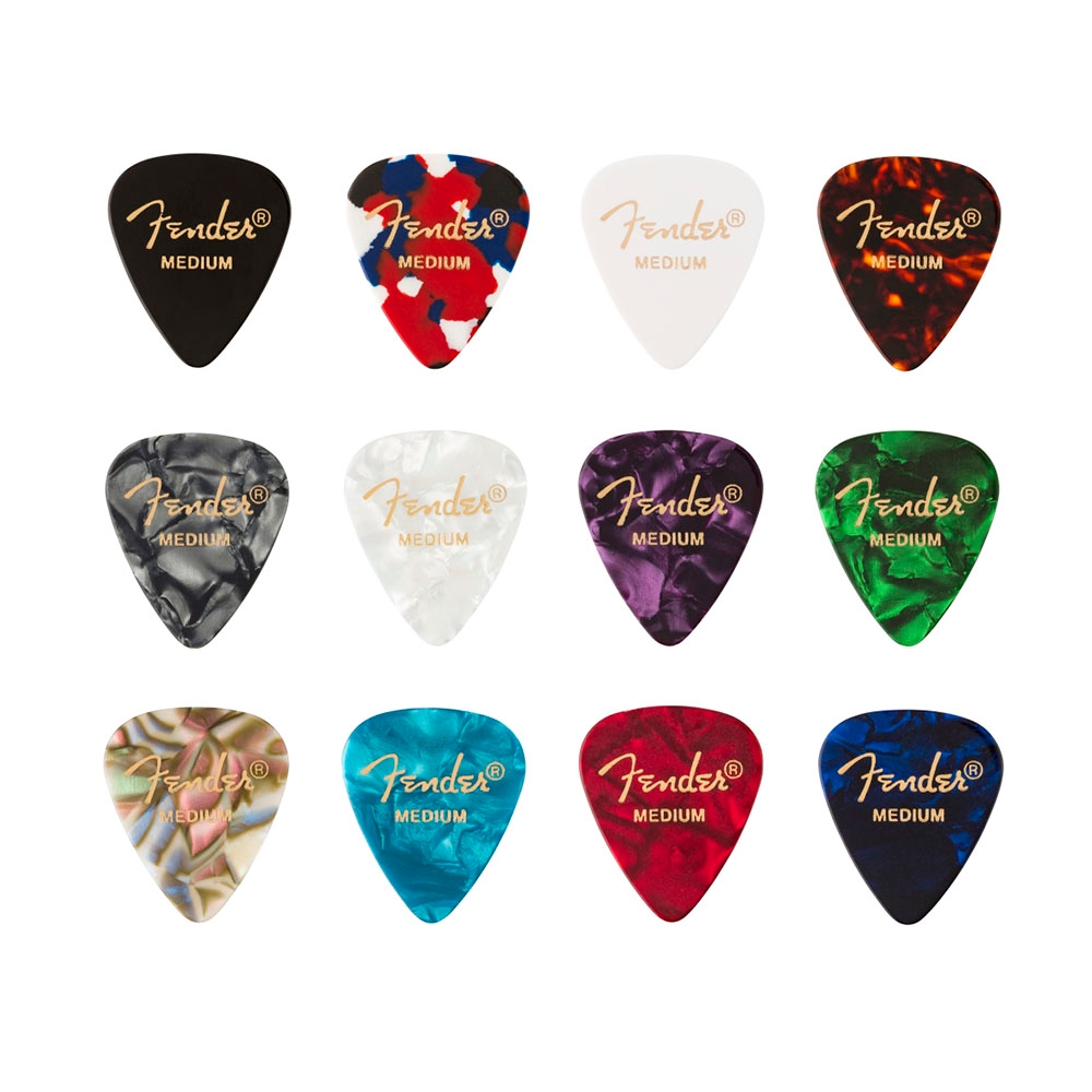 Fender 0980300300 Guitar Picks 351 Celluloid Medley Medium Pack 12