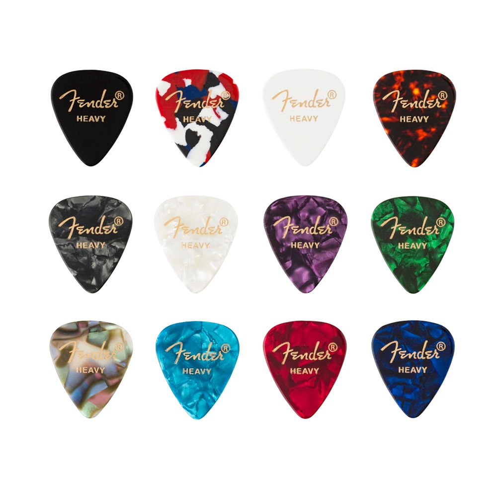 Fender 0980300500 Guitar Picks 351 Celluloid Medley Heavy Pack 12