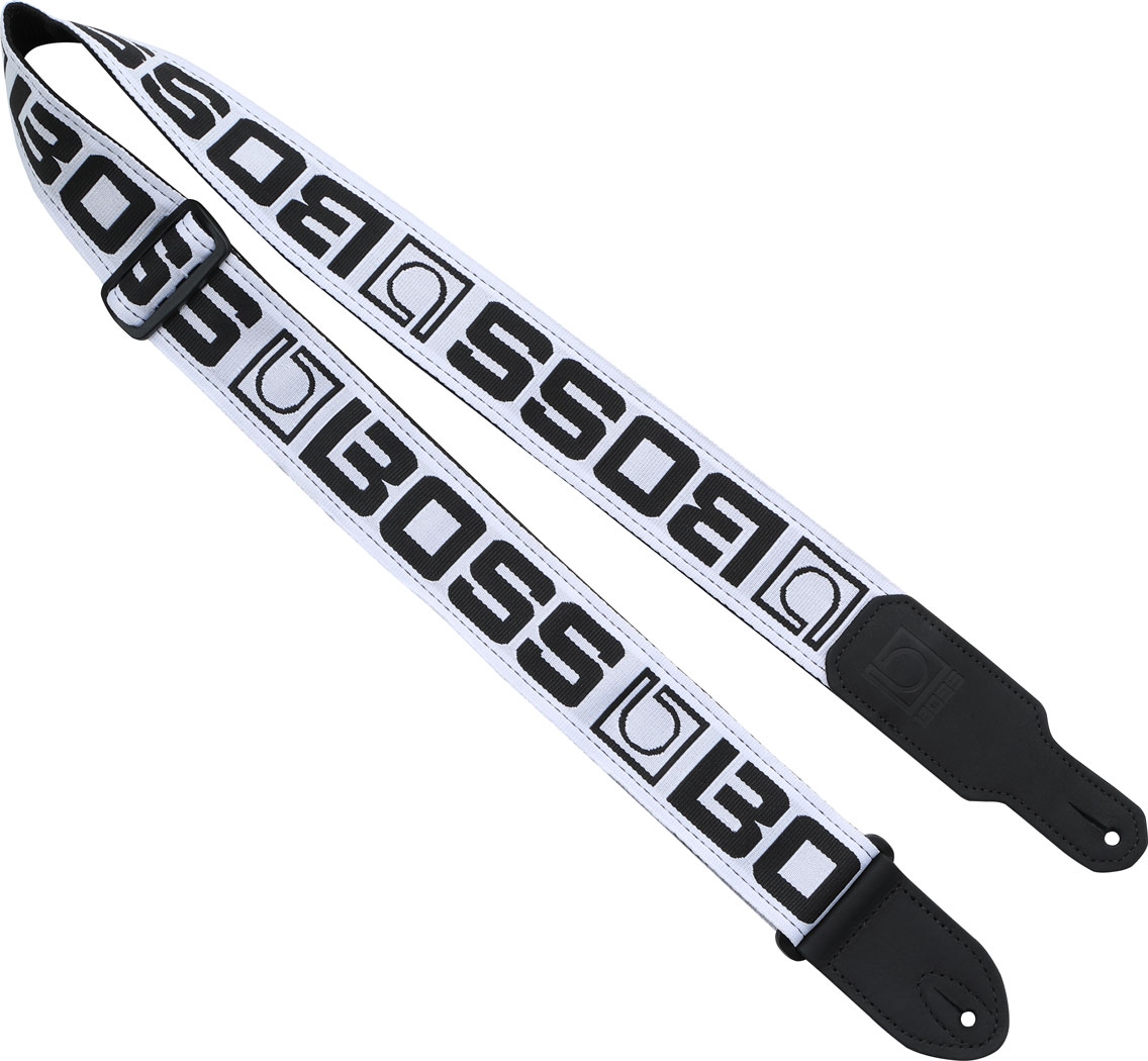 Roland BSM-20-WB White with Black Logo Guitar Strap