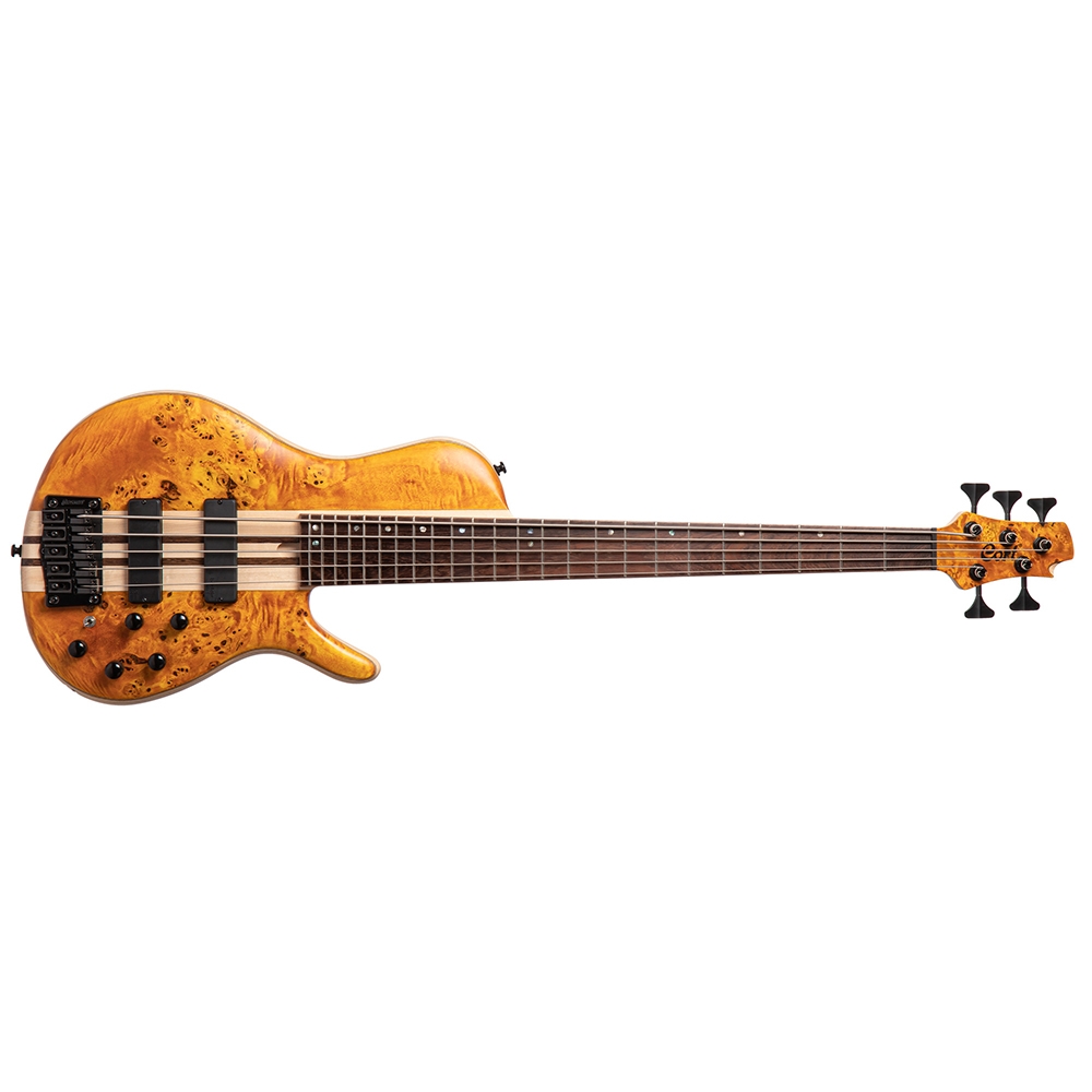 Cort A5 Plus SC AOP Artisan Series 5 String Amber Open Pore Electric Bass Guitar