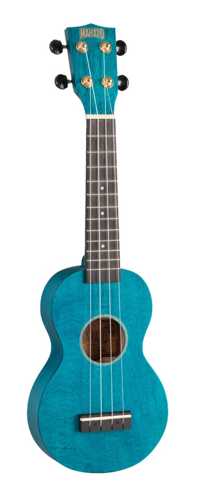 Mahalo MS1TBU Slimline Series Trans Blue Soprano Ukulele with Bag