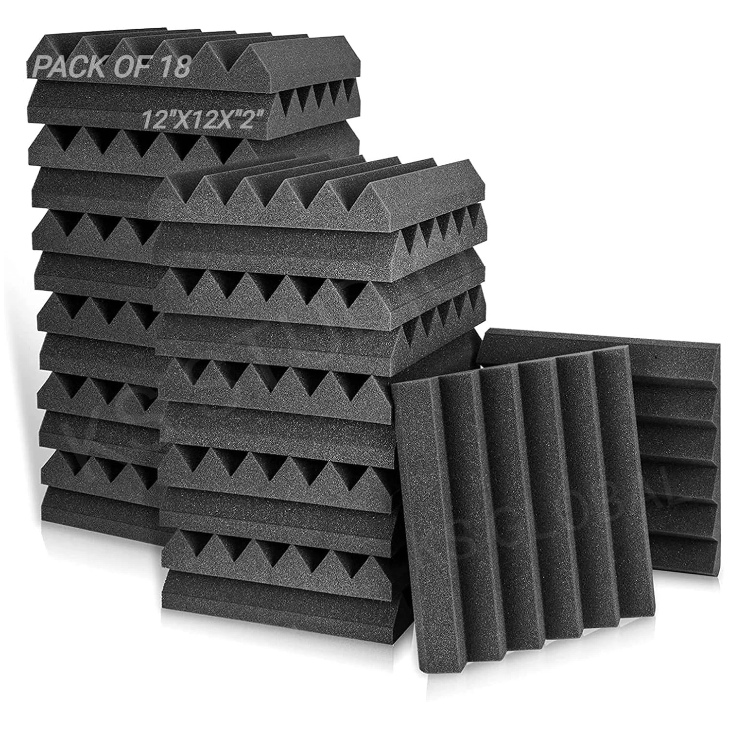 KS Studio Pyramid Acoustic Foam Soundproof Panels 786 Pack - Black