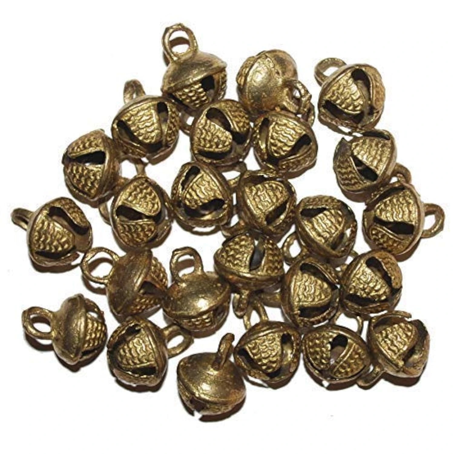 UAPAN Brass Ghungroo Ankle Bells Loose Beads - 100 Nos (2.5 cm)