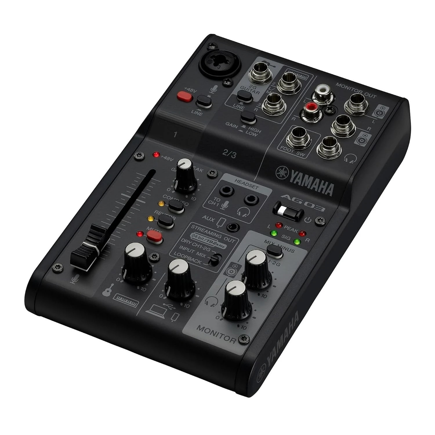 Yamaha AG03 MK2 3-Channel Live Streaming Loopback Mixer/Interface - Black