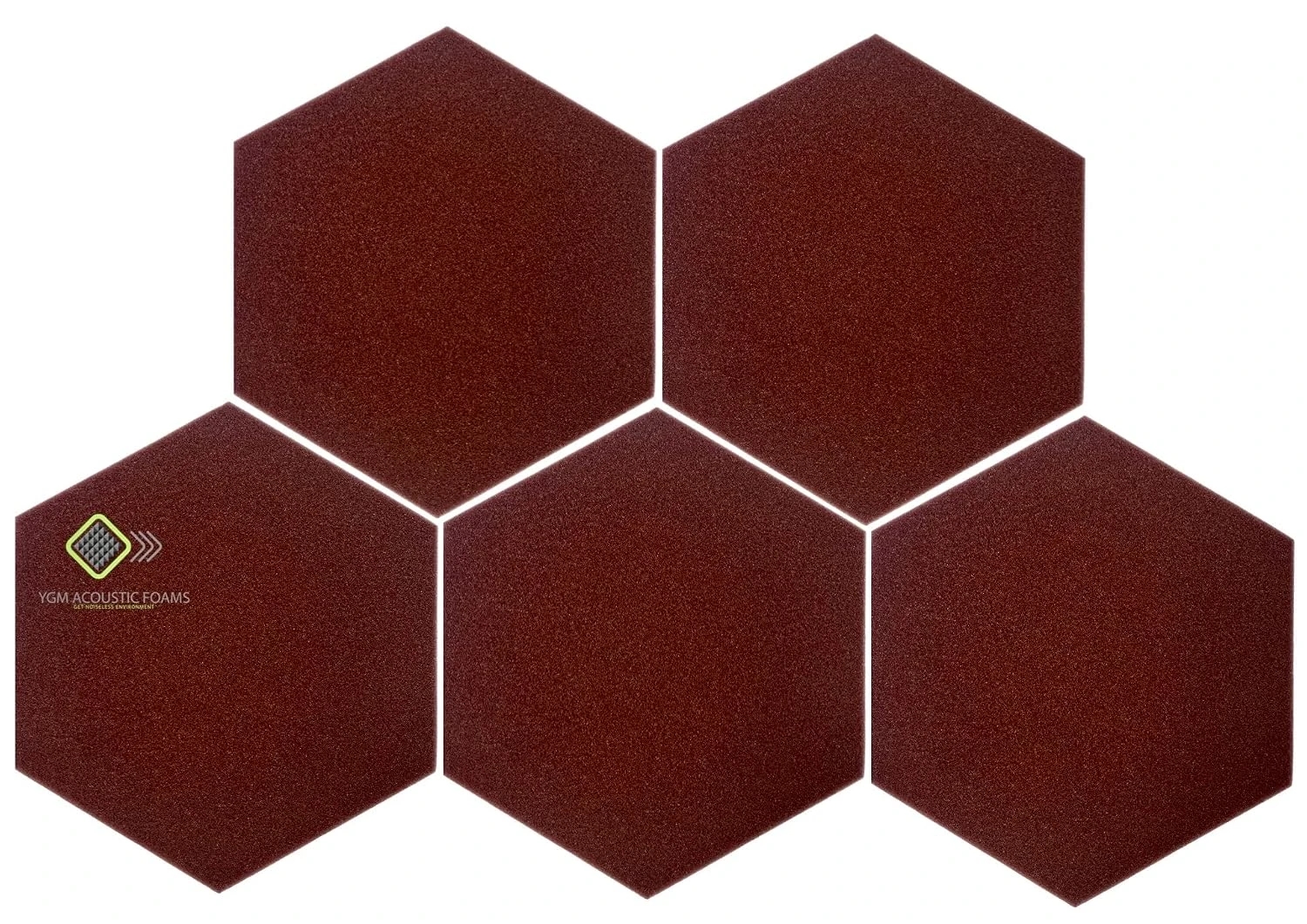 YGM Acoustic Foams Hexagon Acoustic Foam Panels 12x12x1 Inch - Coffee Brown (Set of 5)