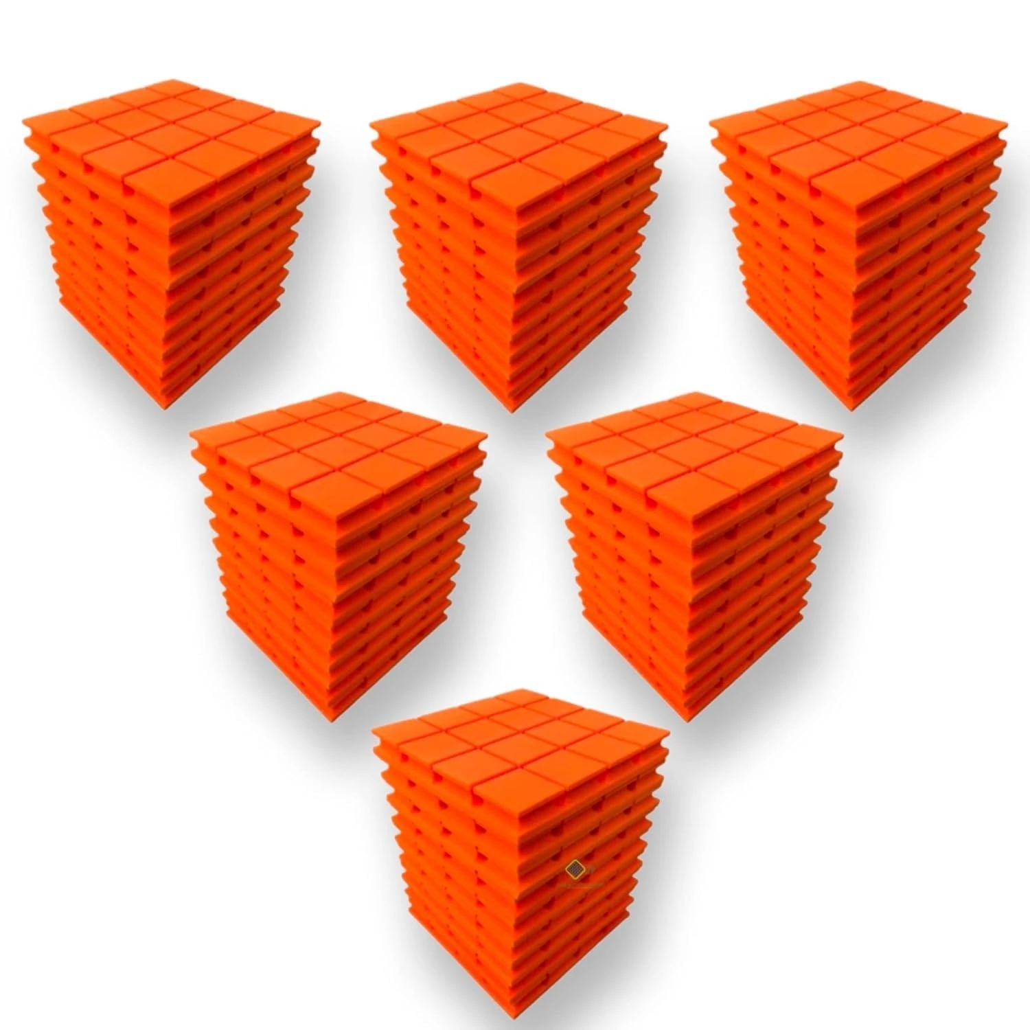 YGM Acoustic Foams Turbo Acoustic Panels 12x12x2 Inch 50 Density - Orange (Set of 48)