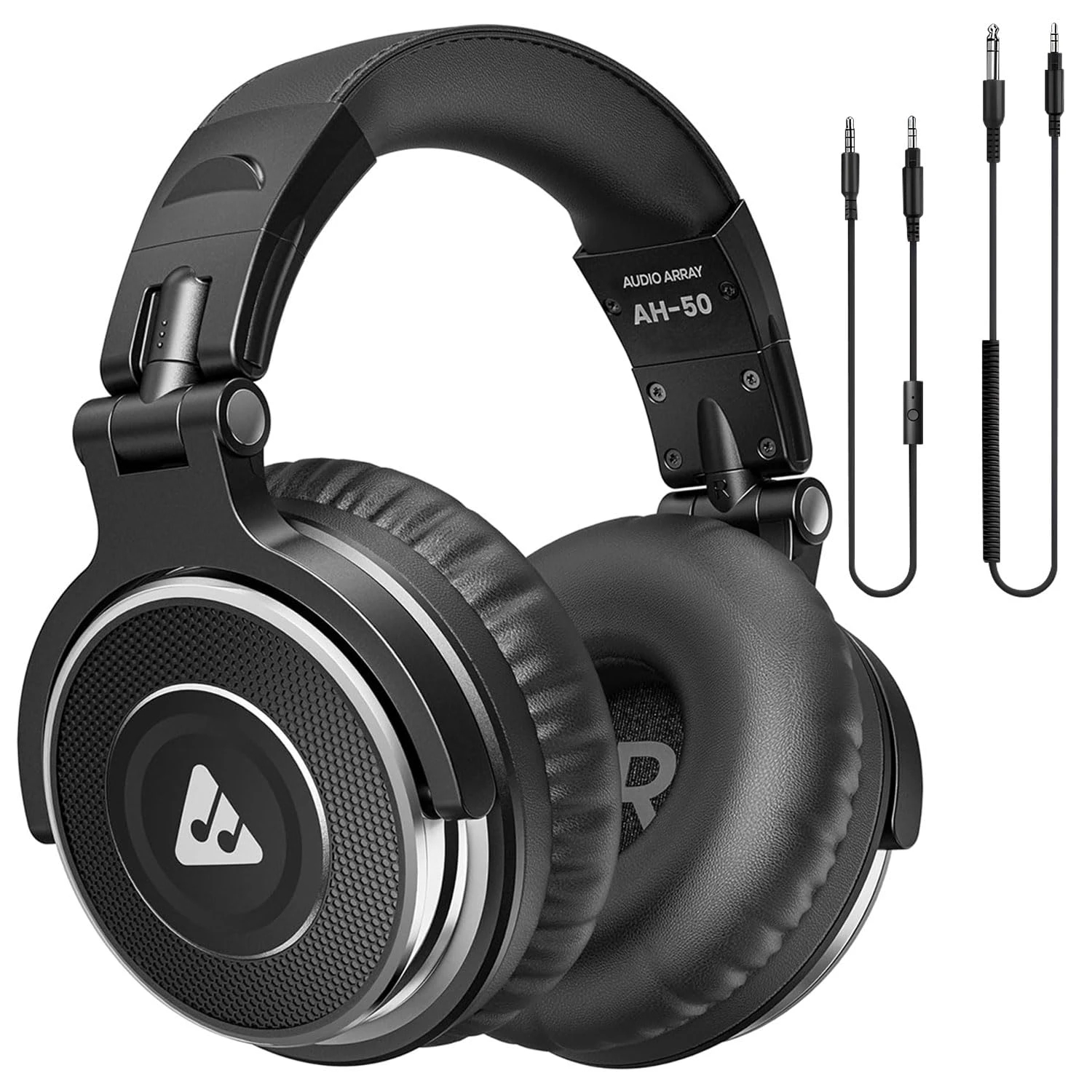 Audio Array AH-50 Professional 50mm DJ Monitoring Headphones - Black