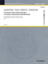 3 Sonatas of the Italian Baroque for Treble Recorder (Flute) and Basso Continuo - Song Book