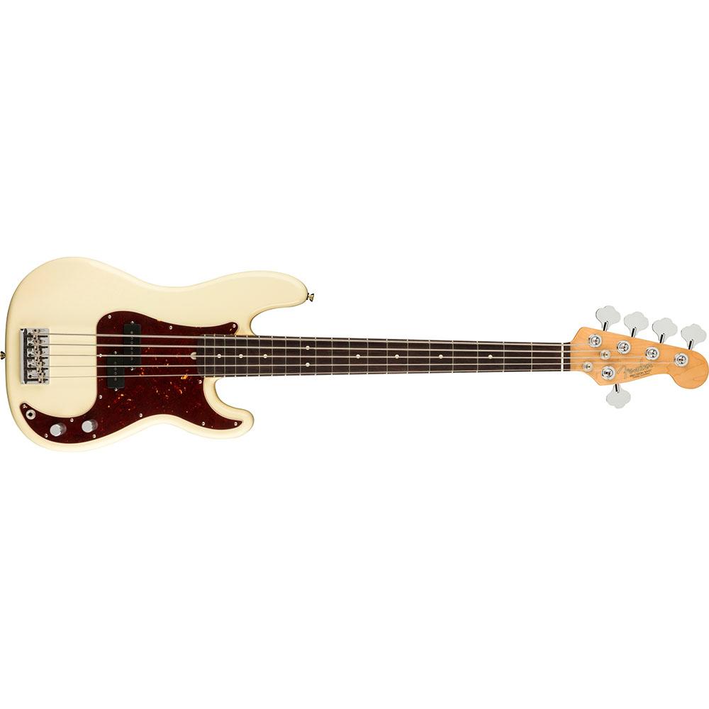 Fender 0193960705 AM Pro II Precision Bass V Rosewood Olympic White Bass Guitar