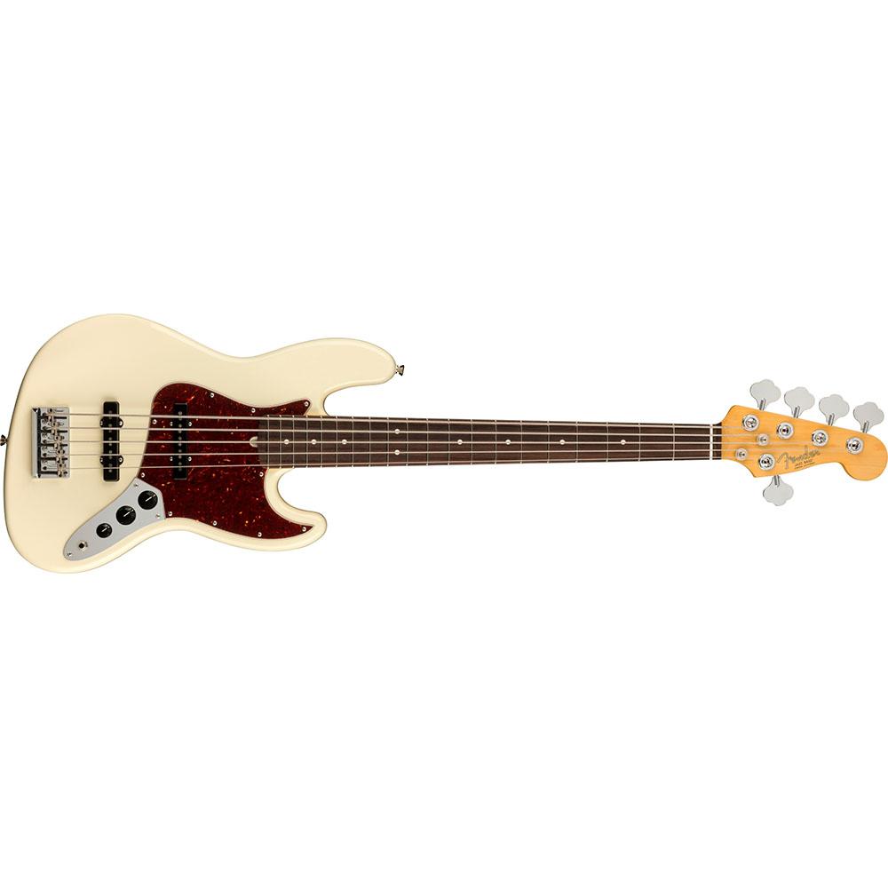 Fender 0193990705 AM Pro II Jazz Bass V Rosewood Olympic White Bass Guitar