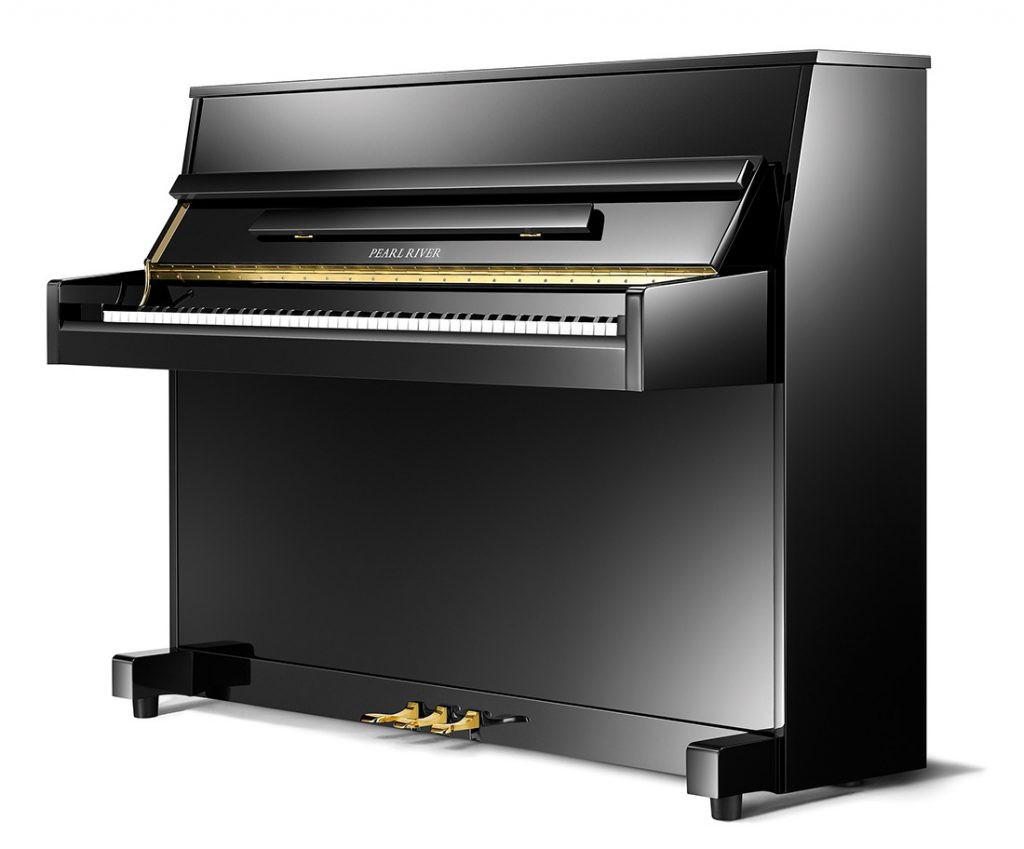 Pearl River Upright Piano UP109D - Black with bench