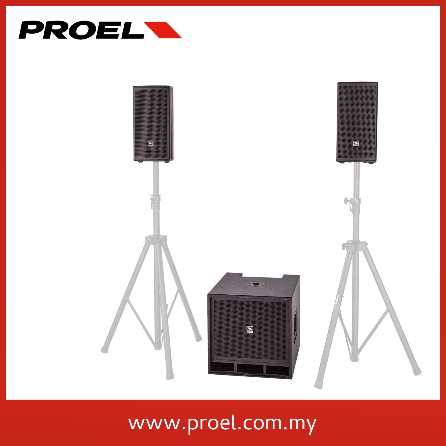 Proel LT812A LITE Series Active 3-Way SAT (8" x 2) + SUB (12" x 1) Loudspeaker System