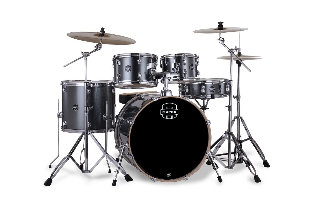 Mapex, Drum Set, Venus, 5 pcs, Hybrid with Hardware & Throne -Steel Blue Metallic VE5295FTVC