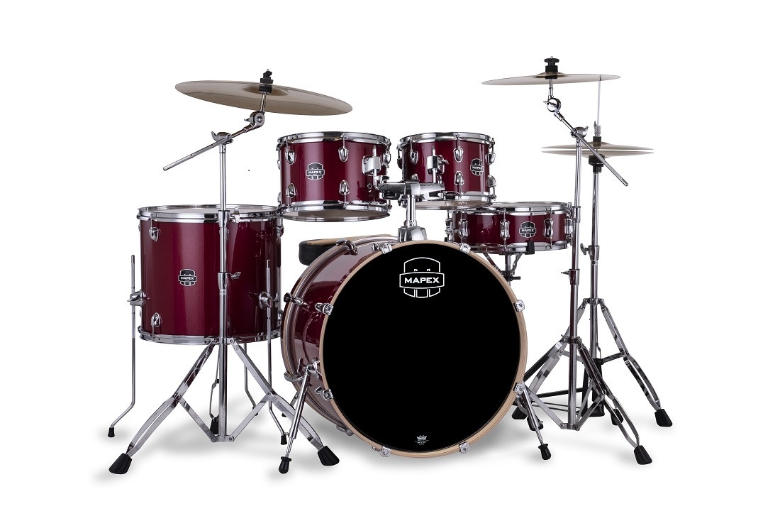 Mapex, Drum Set, Venus, 5 pcs, Hybrid with Hardware & Throne -Crimson Red Sparkle VE5295FTVM