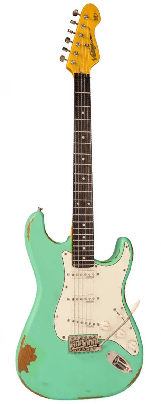 Vintage V6 ICON Electric Guitar ~ Distressed Ventura Green